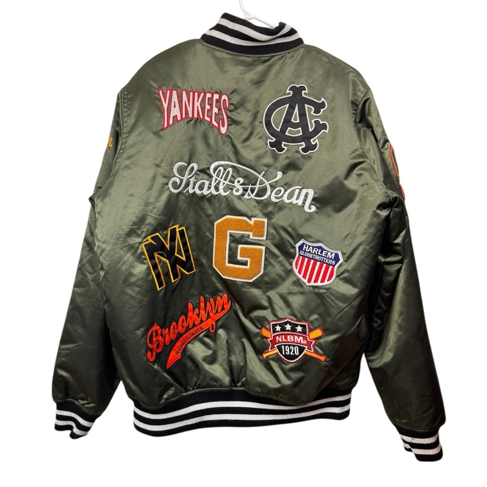 Stall & Dean Jacket Size XL First on the Field Zip Up Green Patches Baseball - Picture 2 of 11